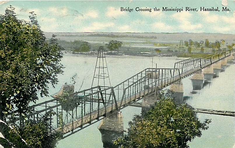 missouri hannibal bridge crossing the mississippi river 1915 pc