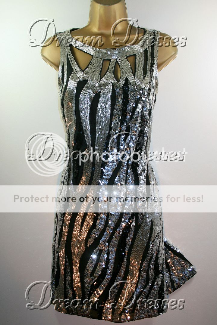 BNWT Monsoon Stardust Silver Sequin Dress 10 RRP £200  
