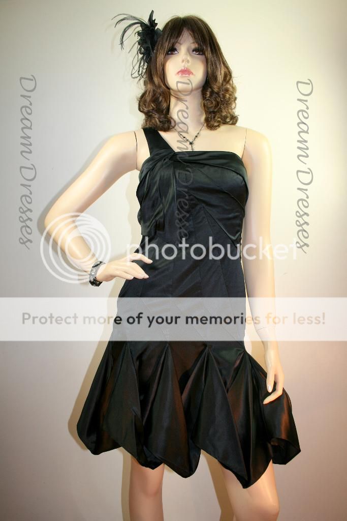 Karen Millen Black silk Drape Hem Dress sz 12 RRP £165  